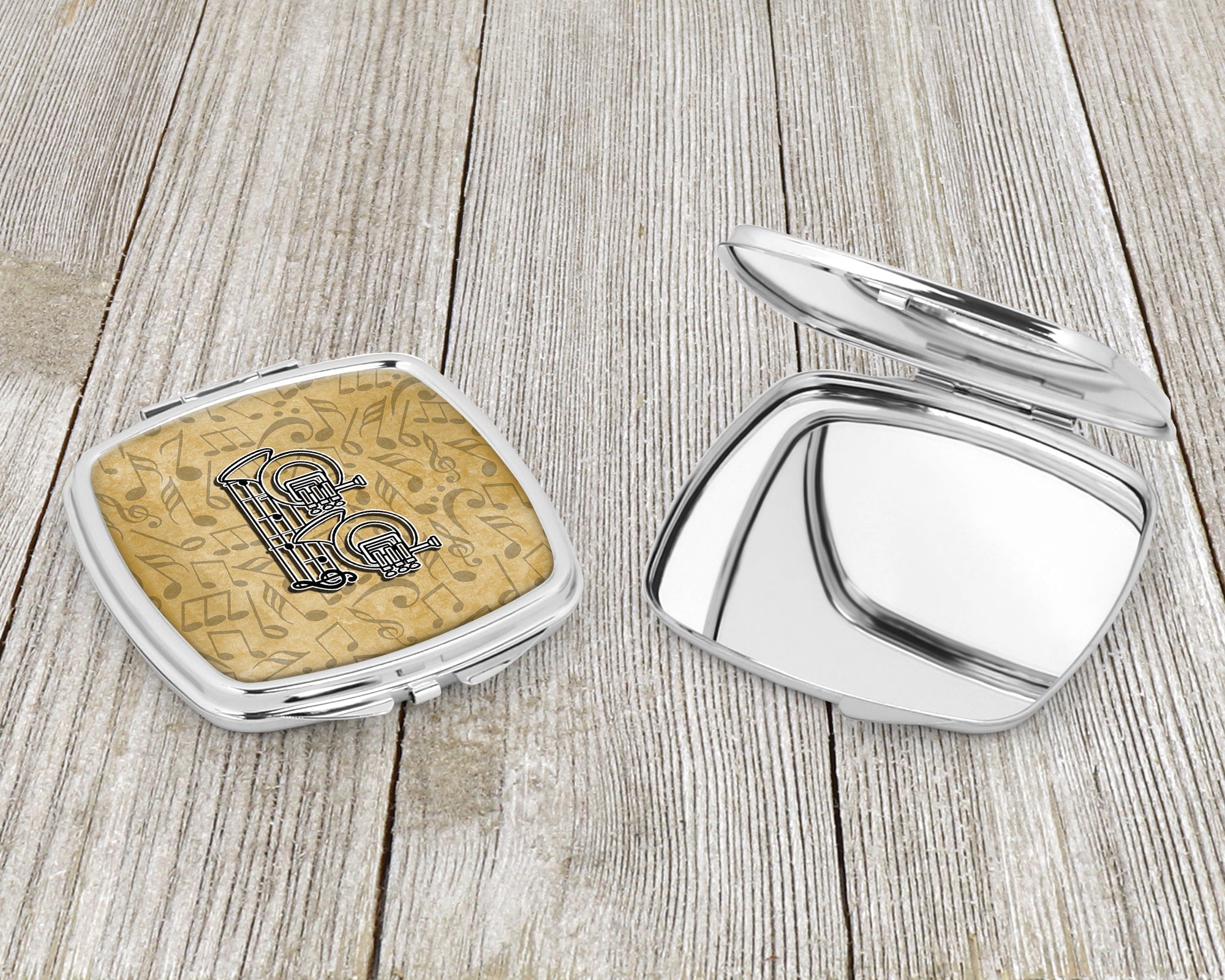 Letter B Musical Instrument Alphabet Compact Mirror Decorative Travel Makeup Mirror for Women Girls Gifts Pocket Makeup Mirror Folding Handheld