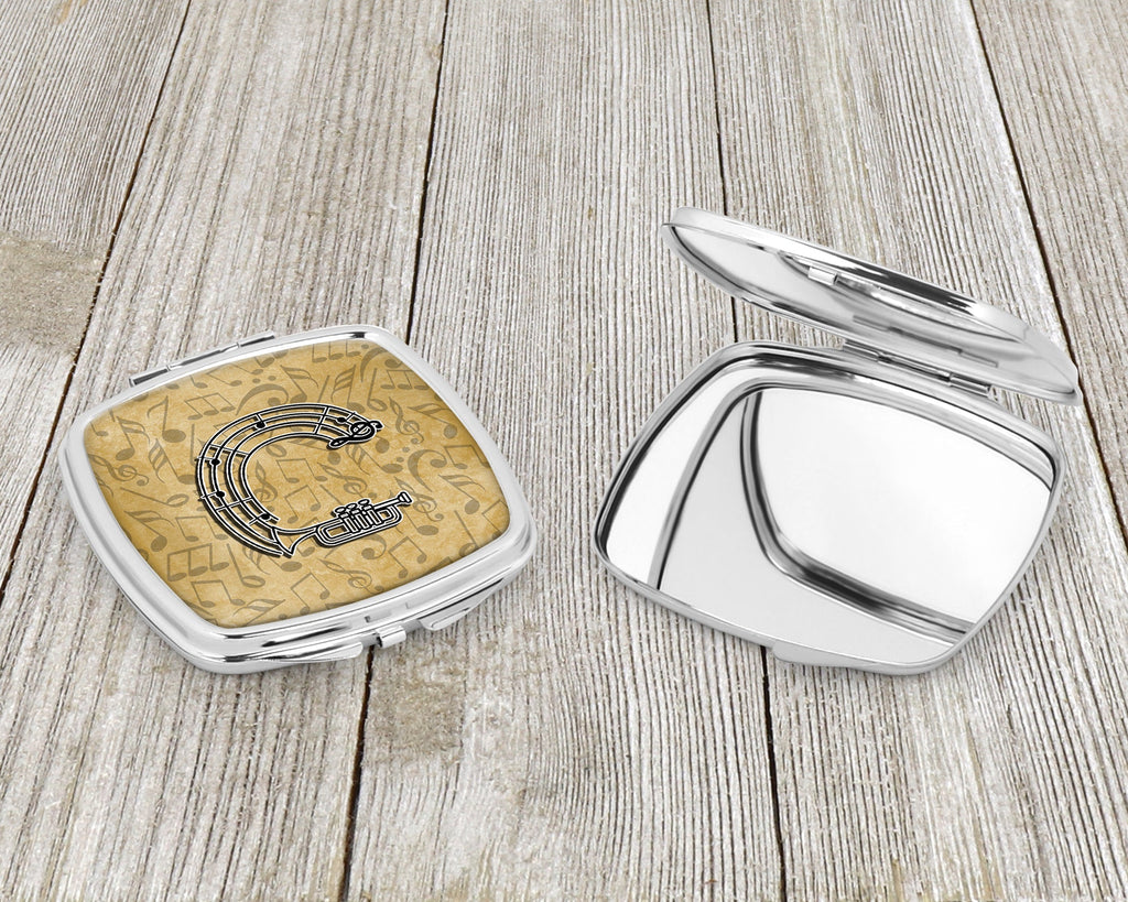 Letter C Musical Instrument Alphabet Compact Mirror Decorative Travel Makeup Mirror for Women Girls Gifts Pocket Makeup Mirror Folding Handheld