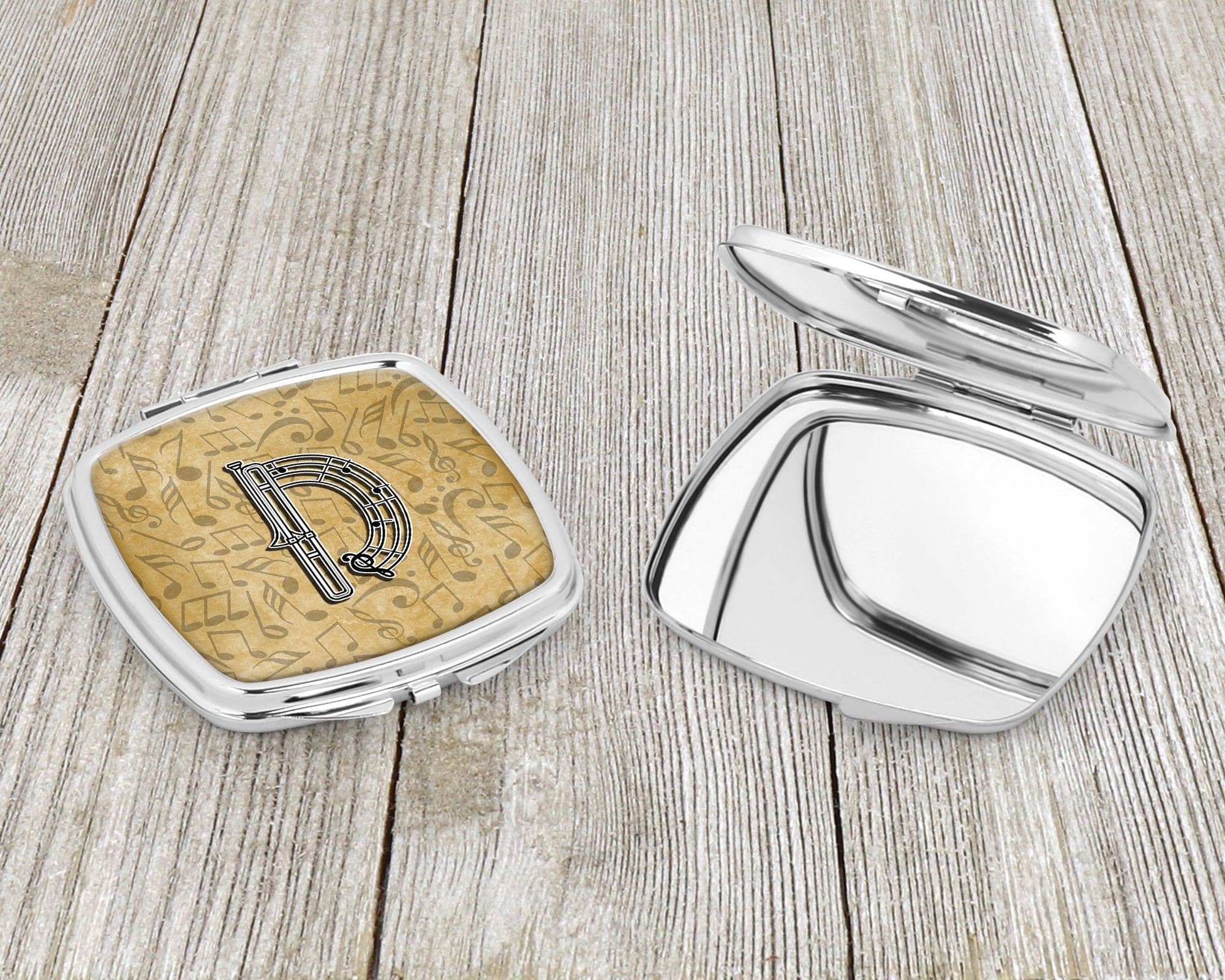 Letter D Musical Instrument Alphabet Compact Mirror Decorative Travel Makeup Mirror for Women Girls Gifts Pocket Makeup Mirror Folding Handheld