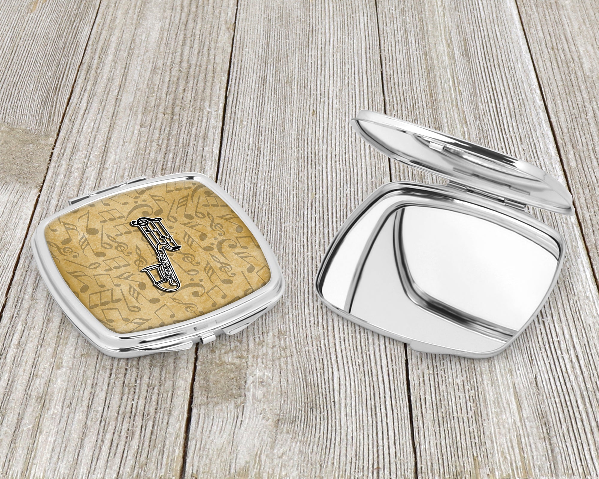 Letter J Musical Instrument Alphabet Compact Mirror Decorative Travel Makeup Mirror for Women Girls Gifts Pocket Makeup Mirror Folding Handheld