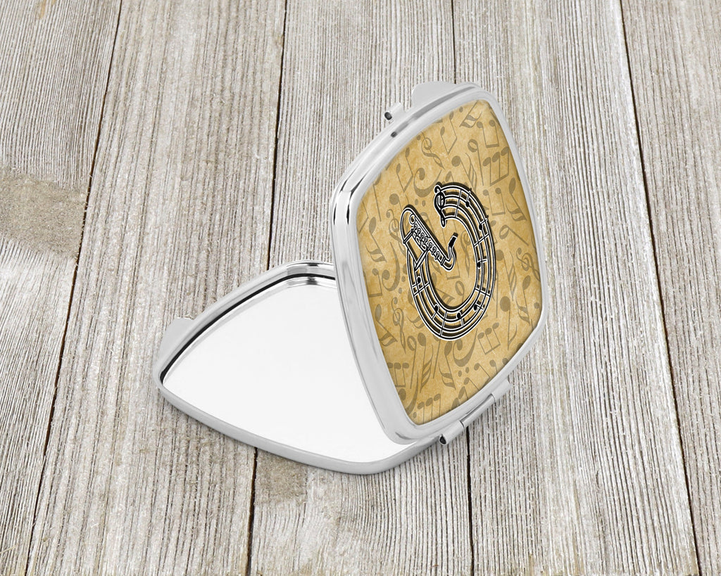 Letter Q Musical Instrument Alphabet Compact Mirror Decorative Travel Makeup Mirror for Women Girls Gifts Pocket Makeup Mirror Folding Handheld