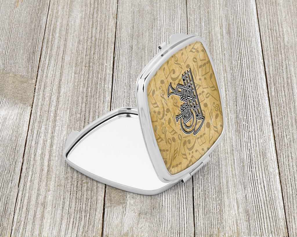 Letter R Musical Instrument Alphabet Compact Mirror Decorative Travel Makeup Mirror for Women Girls Gifts Pocket Makeup Mirror Folding Handheld