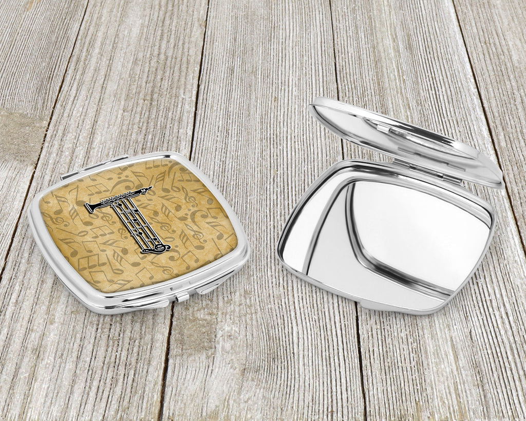 Letter T Musical Instrument Alphabet Compact Mirror Decorative Travel Makeup Mirror for Women Girls Gifts Pocket Makeup Mirror Folding Handheld