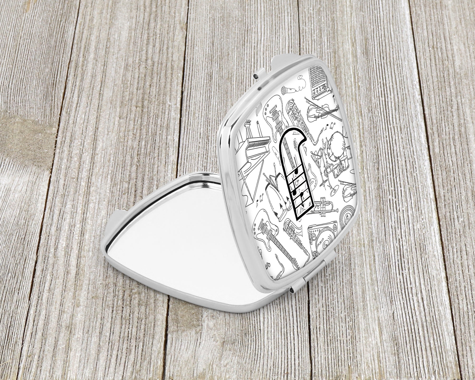 Letter J Musical Note Letters Compact Mirror Decorative Travel Makeup Mirror for Women Girls Gifts Pocket Makeup Mirror Folding Handheld