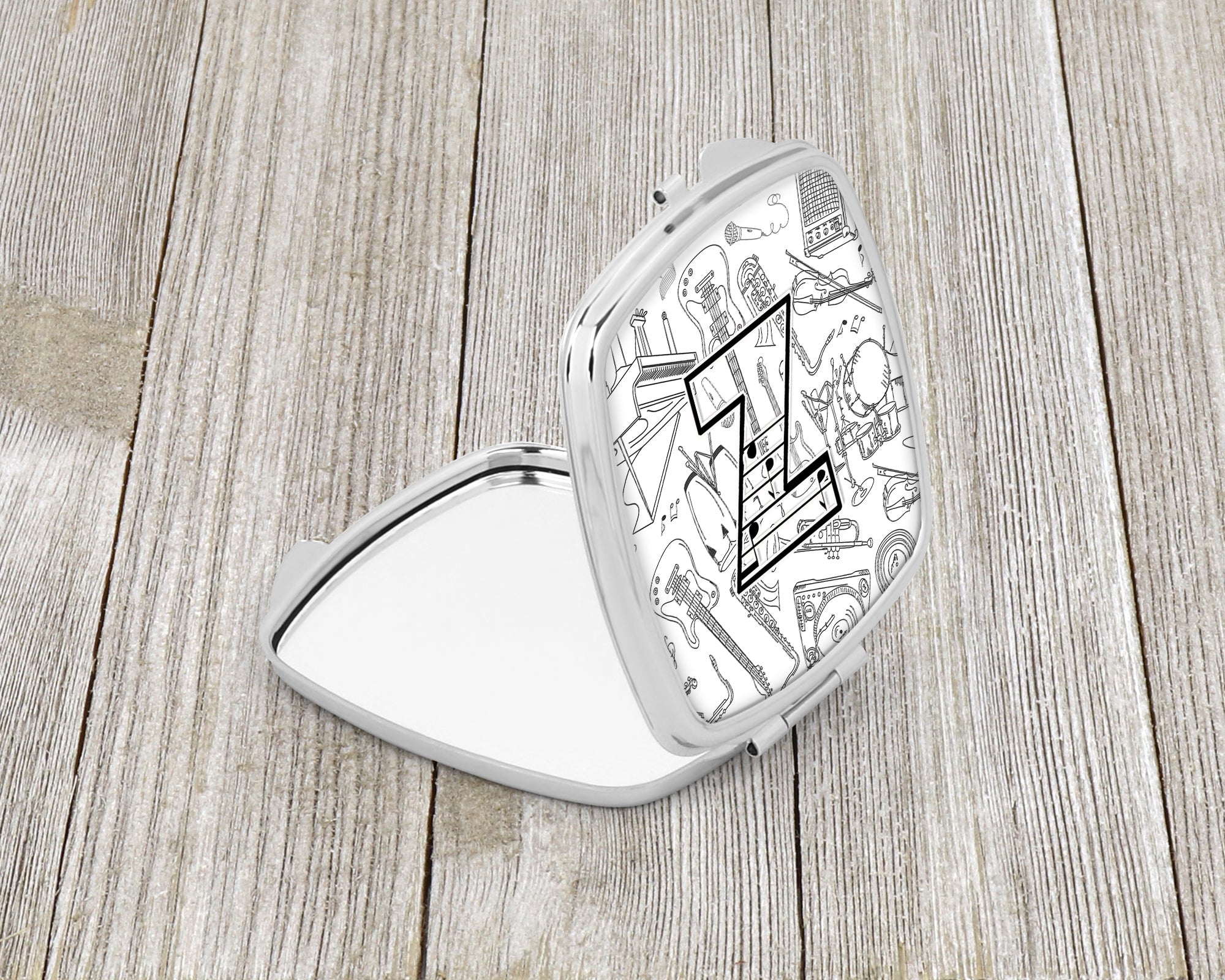 Letter Z Musical Note Letters Compact Mirror Decorative Travel Makeup Mirror for Women Girls Gifts Pocket Makeup Mirror Folding Handheld