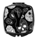 Letter Y Day of the Dead Skulls Black Compact Mirror Decorative Travel Makeup Mirror for Women Girls Gifts Pocket Makeup Mirror Folding Handheld