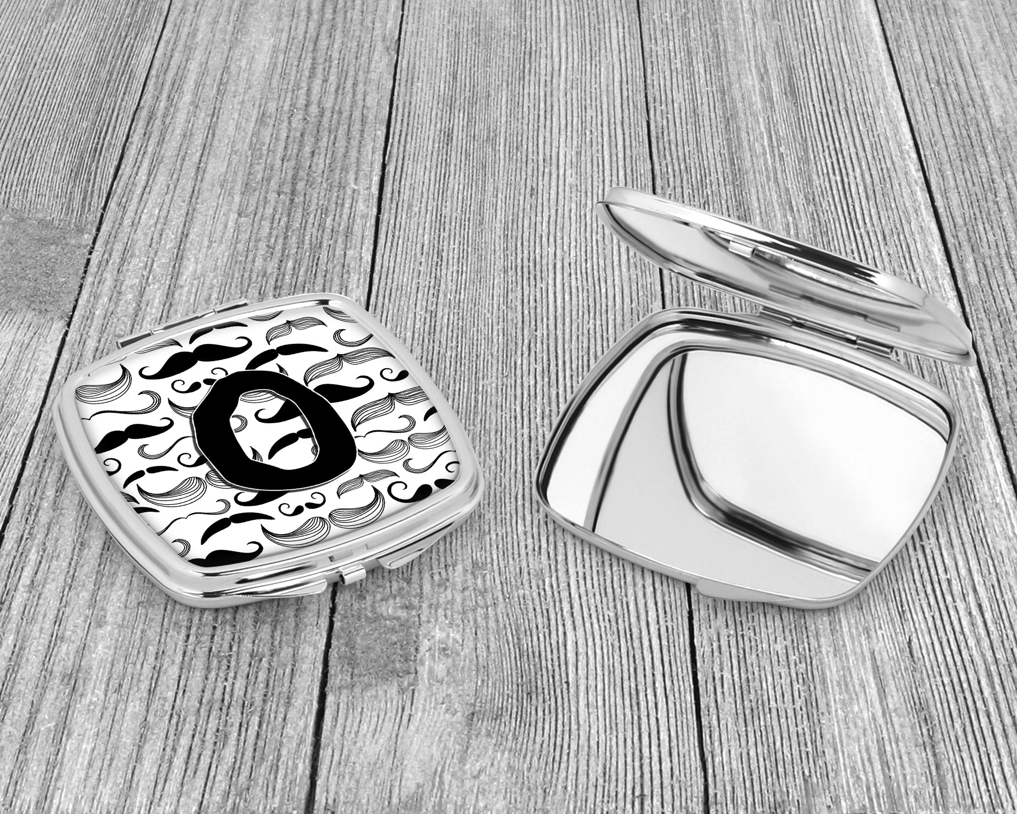 Letter O Moustache Initial Compact Mirror Decorative Travel Makeup Mirror for Women Girls Gifts Pocket Makeup Mirror Folding Handheld