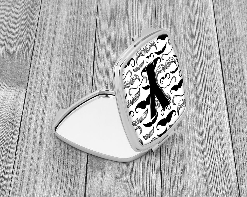 Letter Y Moustache Initial Compact Mirror Decorative Travel Makeup Mirror for Women Girls Gifts Pocket Makeup Mirror Folding Handheld