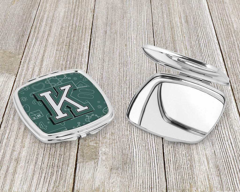 Letter K Back to School Initial Compact Mirror Decorative Travel Makeup Mirror for Women Girls Gifts Pocket Makeup Mirror Folding Handheld