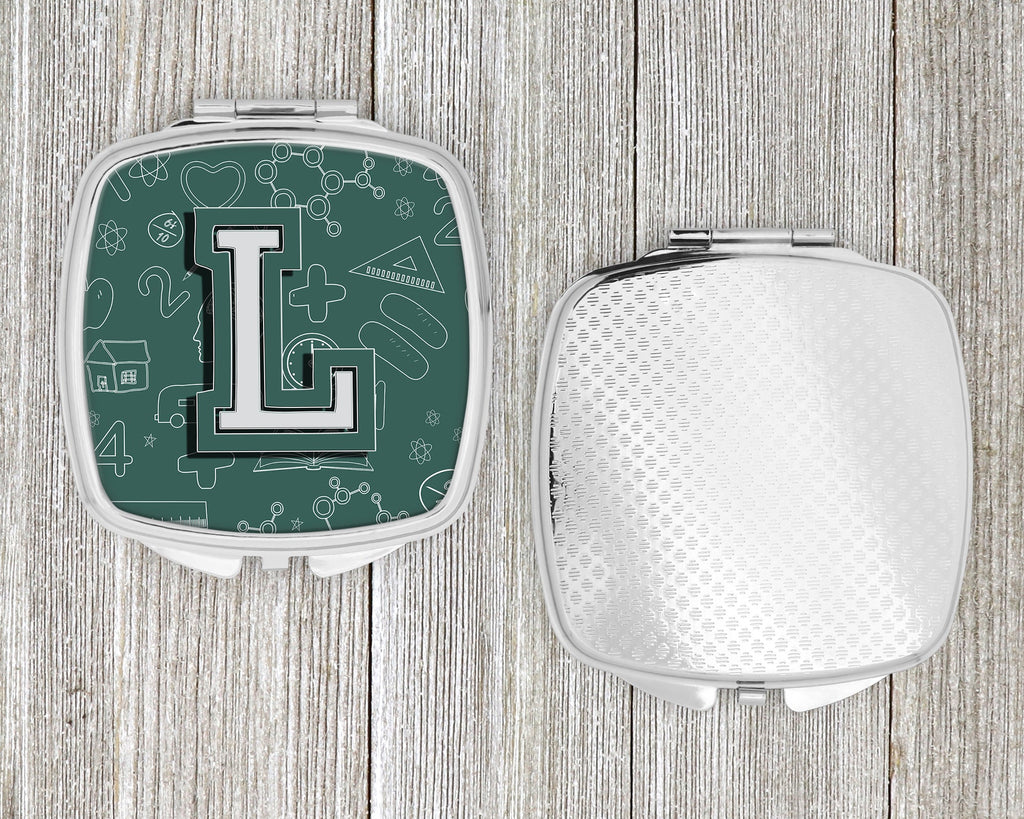 Letter L Back to School Initial Compact Mirror Decorative Travel Makeup Mirror for Women Girls Gifts Pocket Makeup Mirror Folding Handheld