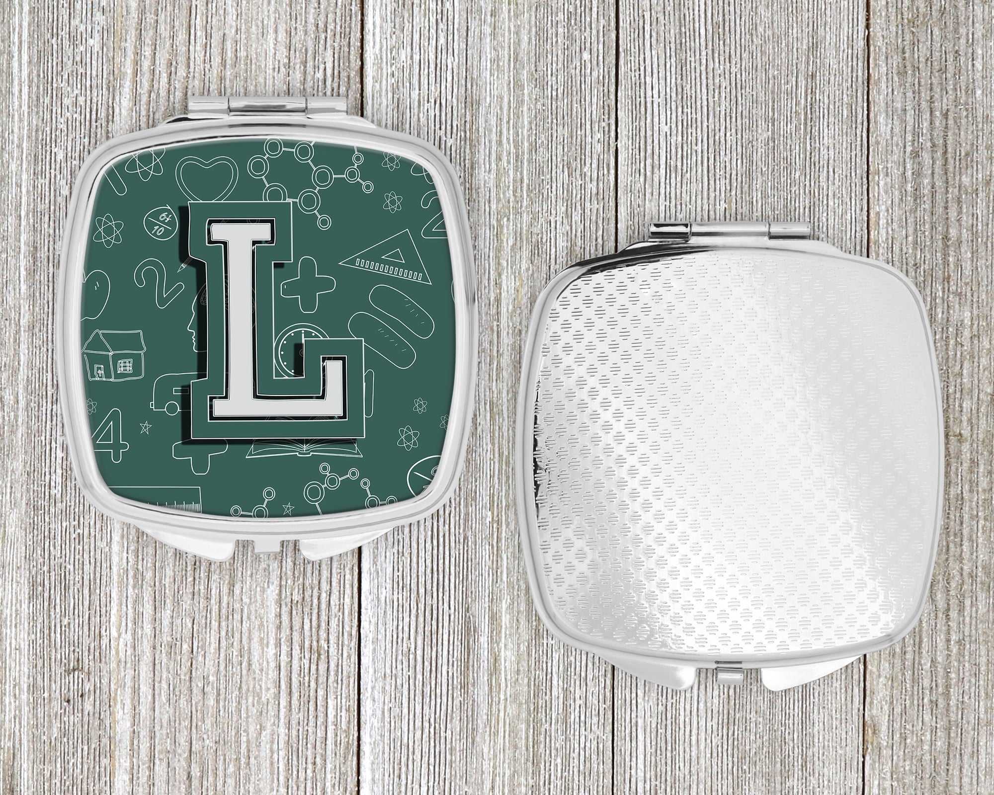 Letter L Back to School Initial Compact Mirror Decorative Travel Makeup Mirror for Women Girls Gifts Pocket Makeup Mirror Folding Handheld