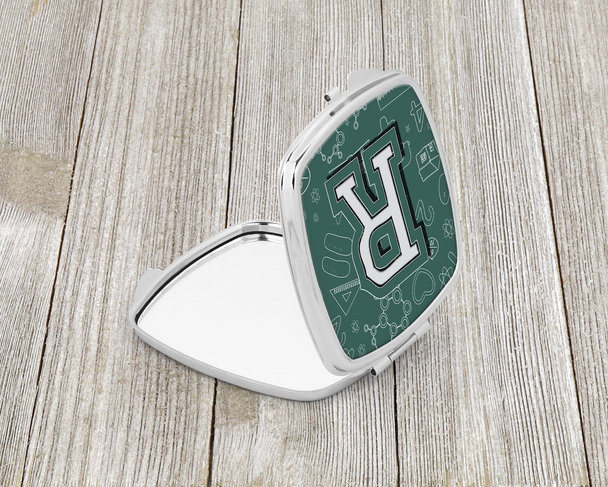 Letter R Back to School Initial Compact Mirror Decorative Travel Makeup Mirror for Women Girls Gifts Pocket Makeup Mirror Folding Handheld