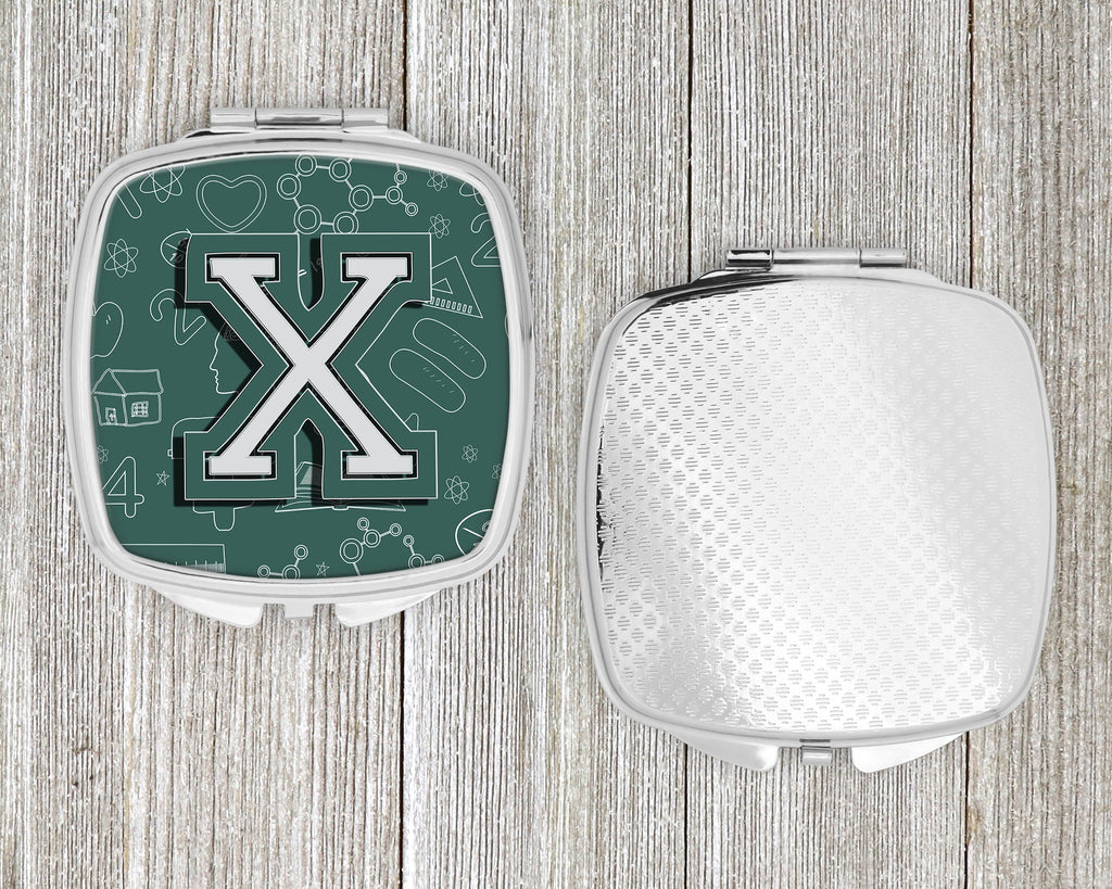 Letter X Back to School Initial Compact Mirror Decorative Travel Makeup Mirror for Women Girls Gifts Pocket Makeup Mirror Folding Handheld