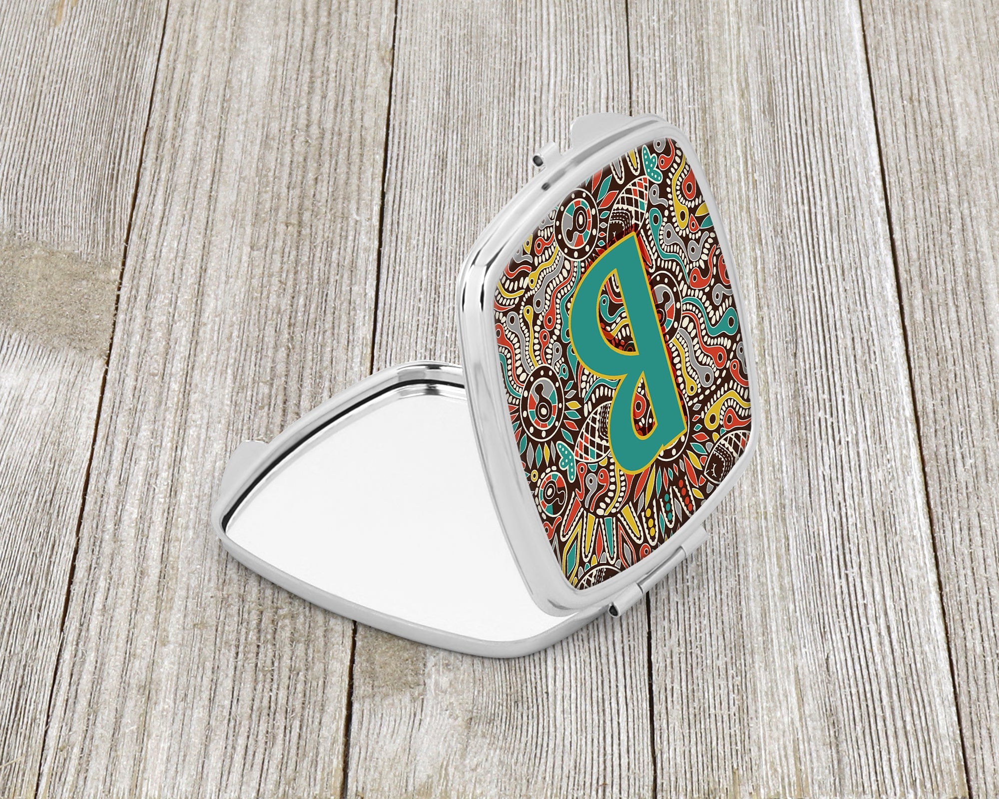 Letter B Retro Tribal Alphabet Initial Compact Mirror Decorative Travel Makeup Mirror for Women Girls Gifts Pocket Makeup Mirror Folding Handheld