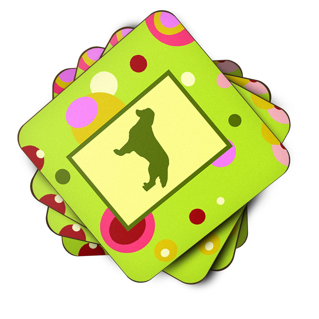 Flat Coated Retriever Foam Coasters Set of 4 Cup Coasters for Indoor Outdoor, Tabletop Protection, Anti Slip, Mouse pad Material