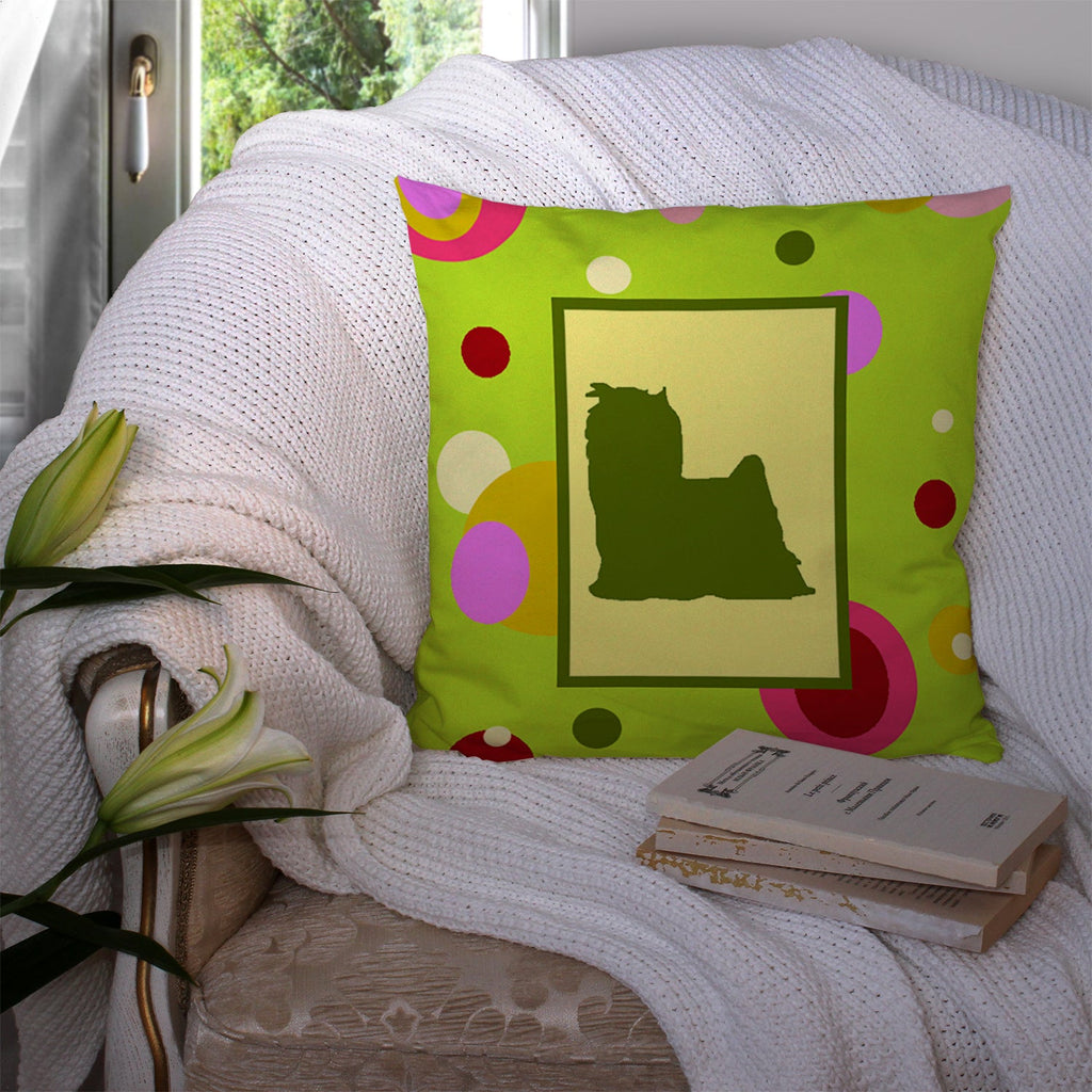 Yorkie Decorative Throw Pillow 14x14 Indoor Outdoor Accent Cushion, Fabric Cover with Insert for Sofa, Bed, Porch & Living Room