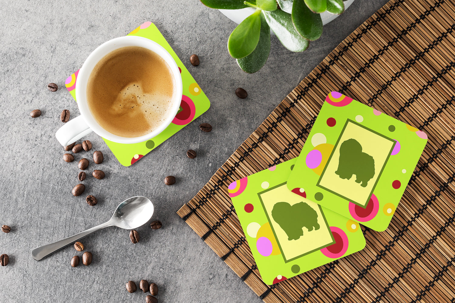 Chow Chow Foam Coasters Set of 4 Cup Coasters for Indoor Outdoor, Tabletop Protection, Anti Slip, Mouse pad Material