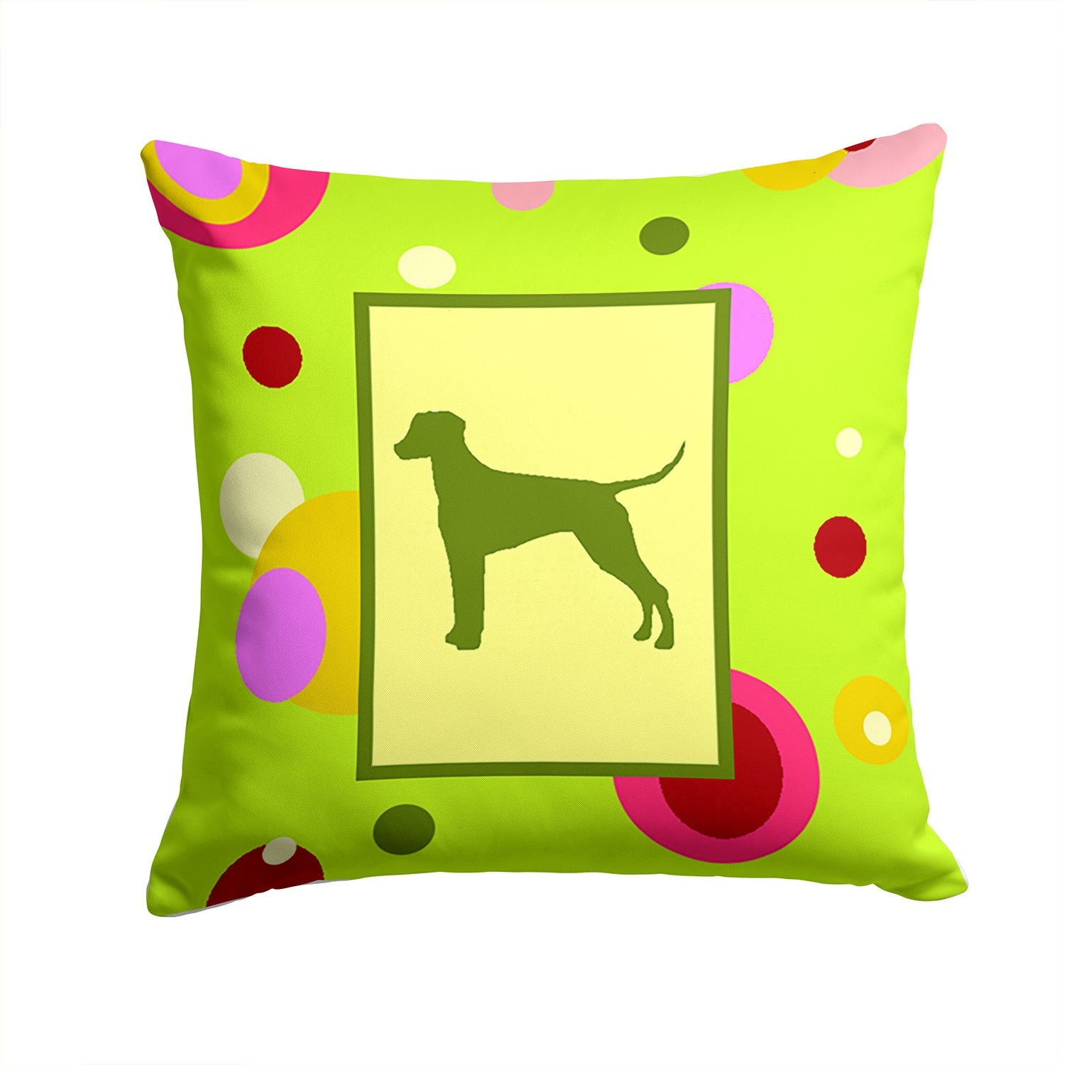 Lime Green Dots Dalmatian Throw Pillow - 14x14 Decorative Pillow – Art for Your Home & Patio CK1127PW1414 CK1127PW1414