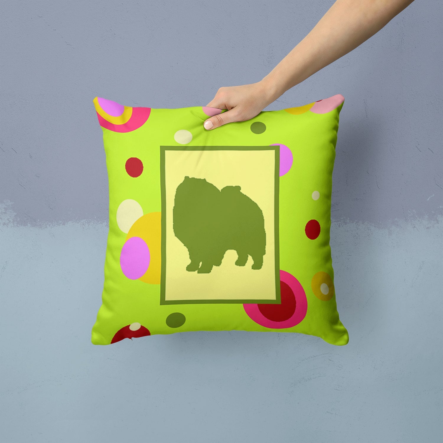 Keeshond Decorative Throw Pillow 14x14 Indoor Outdoor Accent Cushion, Fabric Cover with Insert for Sofa, Bed, Porch & Living Room