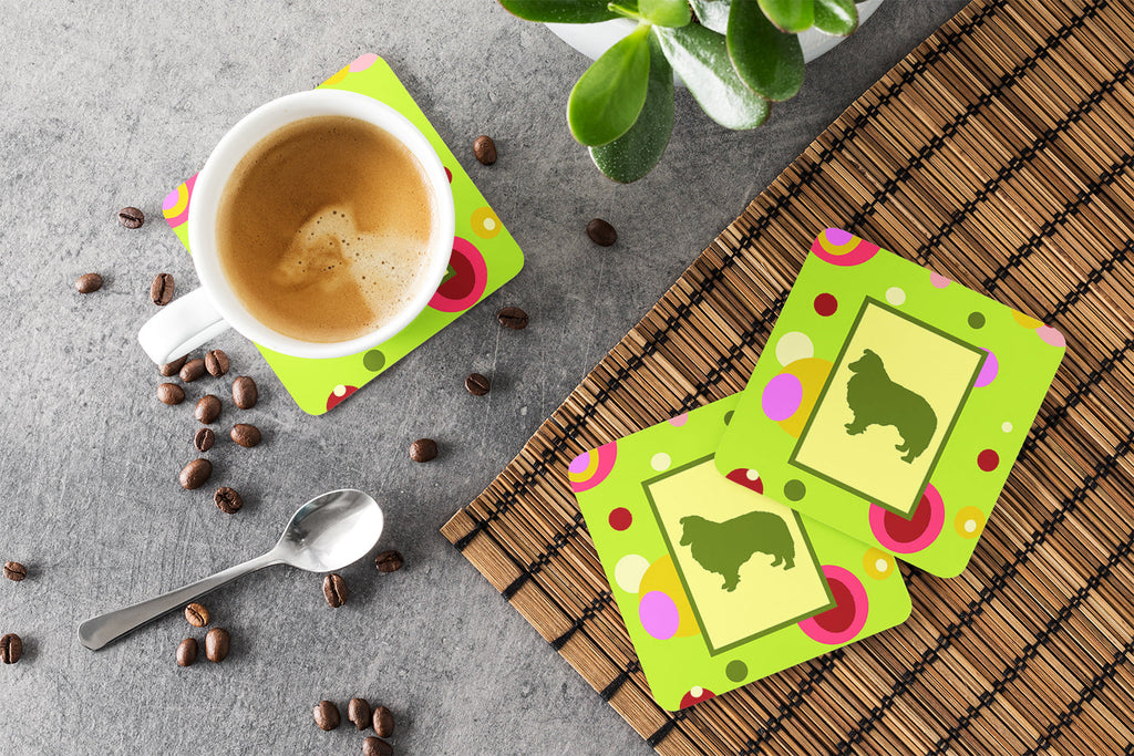Sheltie Foam Coasters Set of 4 Cup Coasters for Indoor Outdoor, Tabletop Protection, Anti Slip, Mouse pad Material