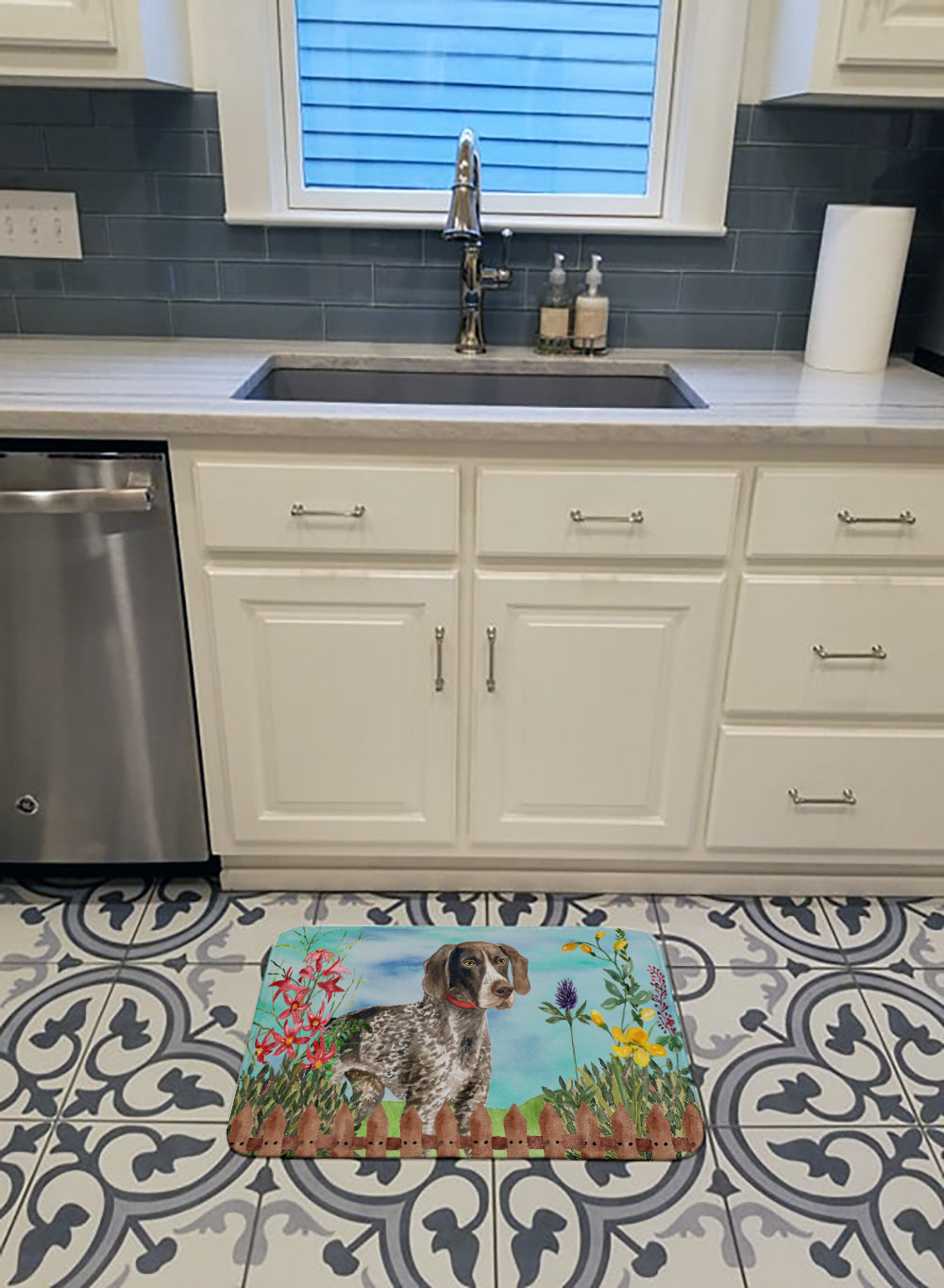 German Shorthaired Pointer Spring Memory Foam Kitchen Mat Machine Washable Anti-Fatigue Cushion Comfort Bath or Kitchen Rug