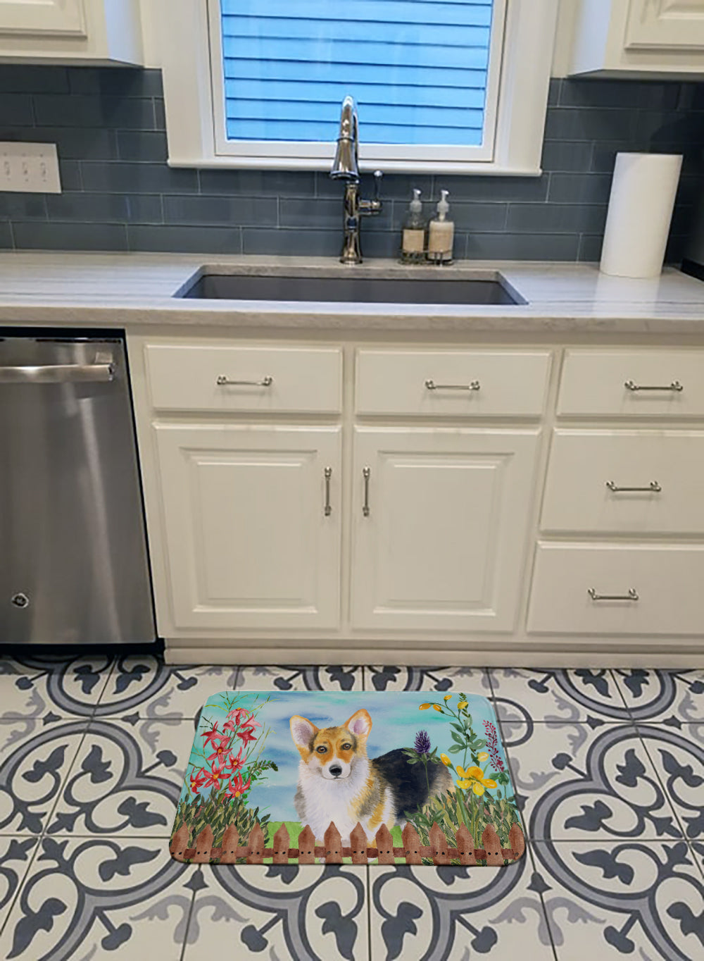 Pembroke Corgi Spring Memory Foam Kitchen Mat Machine Washable Anti-Fatigue Cushion Comfort Bath or Kitchen Rug
