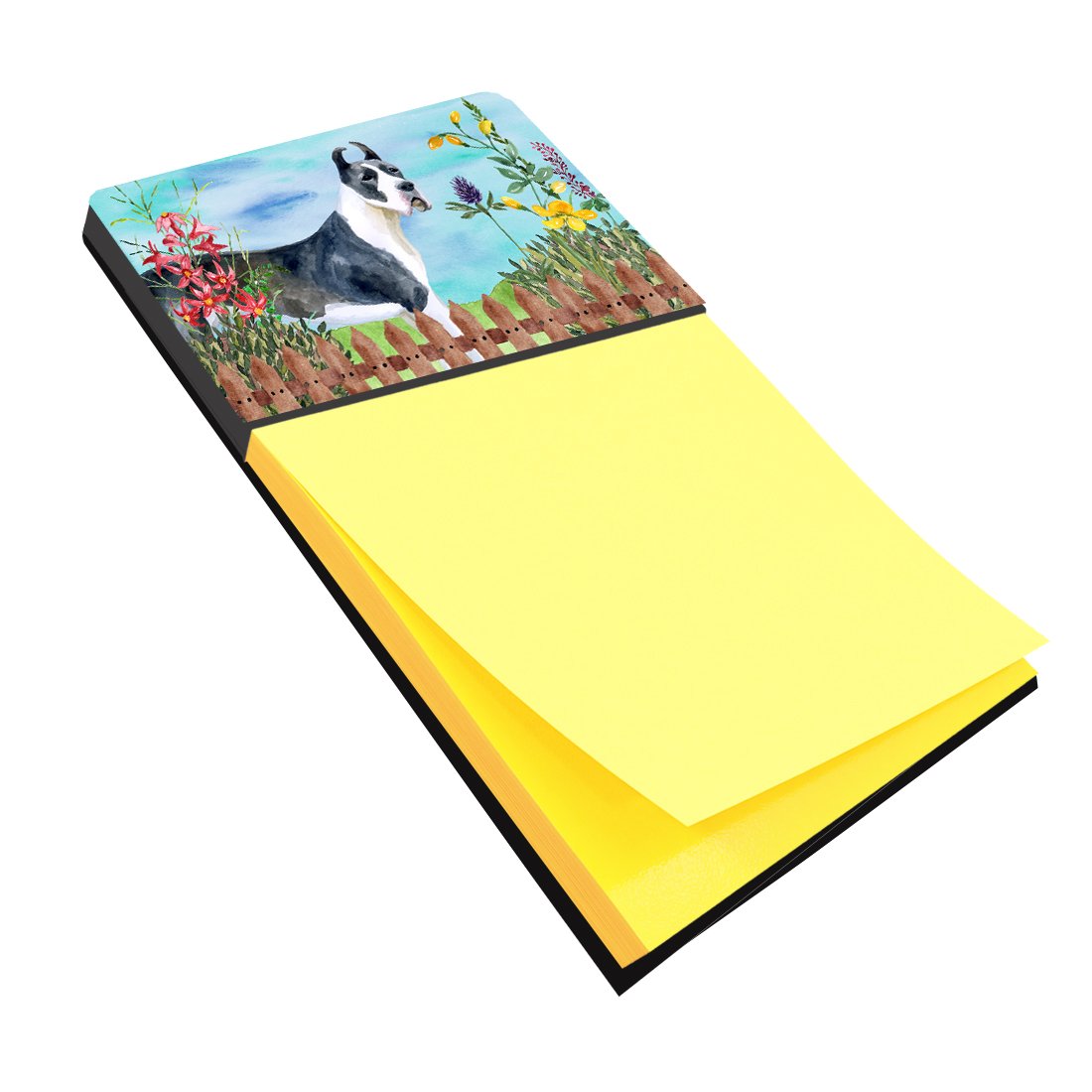 Harlequin Great Dane Spring Watercolor Sticky Note Holder Refillable Dispenser Desk Accessory 3x3 Pad Gift