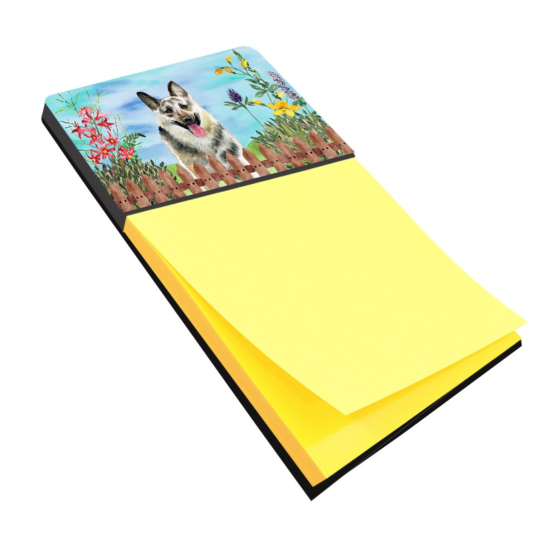 East-European Shepherd Spring Watercolor Sticky Note Holder Refillable Dispenser Desk Accessory 3x3 Pad Gift