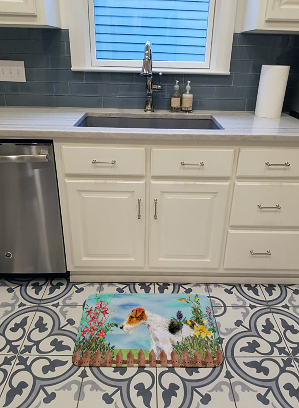 Fox Terrier Spring Memory Foam Kitchen Mat Machine Washable Anti-Fatigue Cushion Comfort Bath or Kitchen Rug