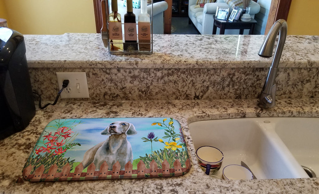 Weimaraner Spring Dish Drying Mat Absorbent Dish Drying Mat Pad for Kitchen Counter Dish Drainer Mat for Countertop, 14 x 21", Multicolor