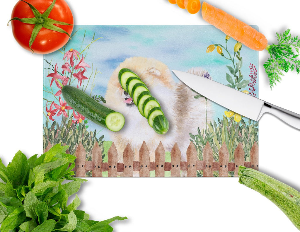Pomeranian Spring Cutting Board Tempered Glass Kitchen Cutting Surface, Heat Resistant Chopping, Non-Slip Feet, Food Prep & Serving