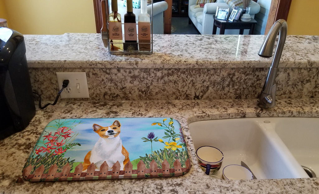 Basenji Spring Dish Drying Mat Absorbent Dish Drying Mat Pad for Kitchen Counter Dish Drainer Mat for Countertop, 14 x 21", Multicolor