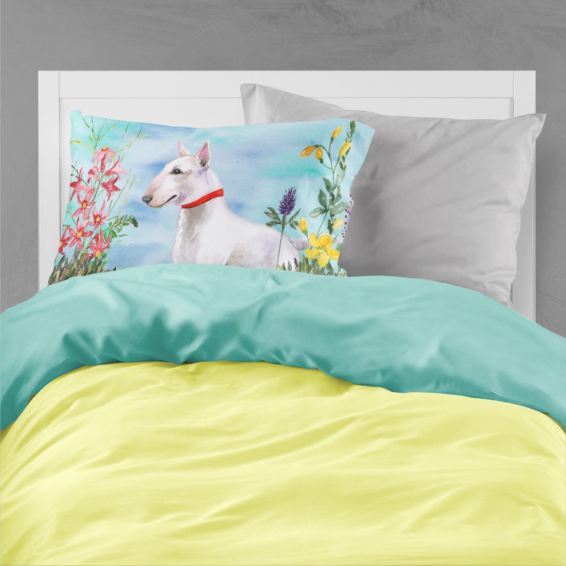 Bull Terrier Spring Standard Pillowcase Lightweight Super Soft Easy Care Decorative Artwork Pillowcase, Standard