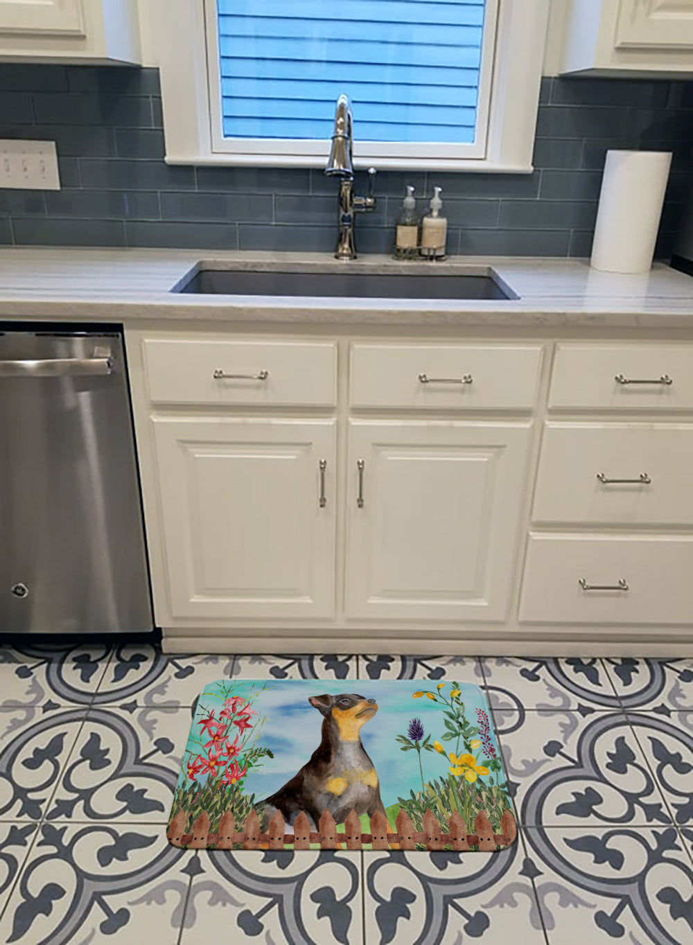 Miniature Pinscher #2 Spring Memory Foam Kitchen Mat Machine Washable Anti-Fatigue Cushion Comfort Bath or Kitchen Rug
