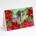German Shorthaired Pointer Poinsettas Greeting Cards Pack of 8 Blank Cards with Envelopes Whimsical A7 Size 5x7