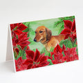 Dachshund Poinsettas Greeting Cards Pack of 8 Blank Cards with Envelopes Whimsical A7 Size 5x7