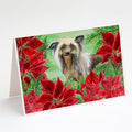 Chinese Crested Poinsettas Greeting Cards Pack of 8 Blank Cards with Envelopes Whimsical A7 Size 5x7