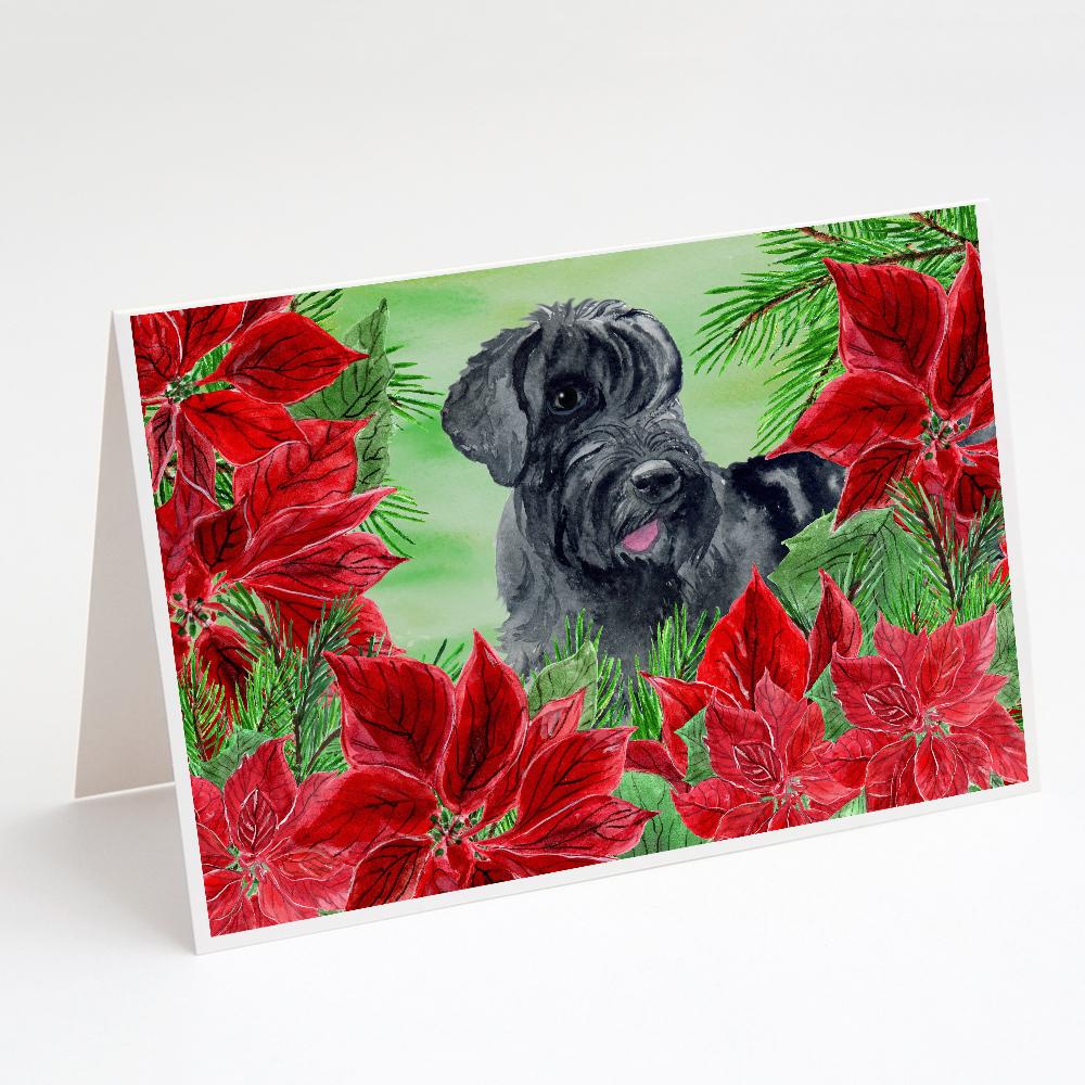 Giant Schnauzer Poinsettas Greeting Cards Pack of 8 Blank Cards with Envelopes Whimsical A7 Size 5x7