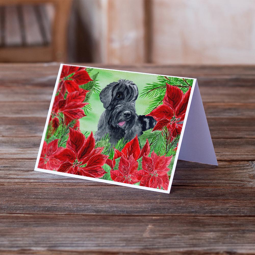 Giant Schnauzer Poinsettas Greeting Cards Pack of 8 Blank Cards with Envelopes Whimsical A7 Size 5x7
