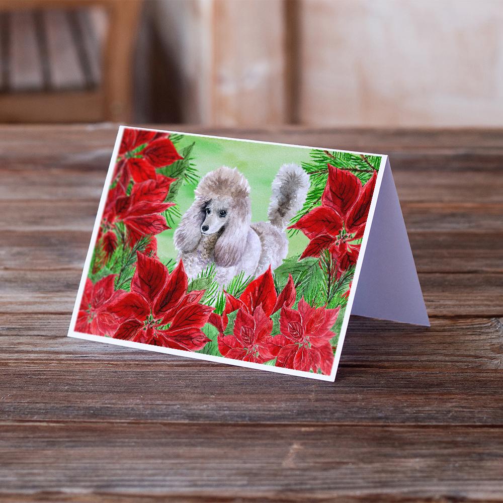 Poodle Poinsettas Greeting Cards Pack of 8 Blank Cards with Envelopes Whimsical A7 Size 5x7
