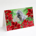 Shih Tzu Poinsettas Greeting Cards Pack of 8 Blank Cards with Envelopes Whimsical A7 Size 5x7