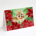 Morkie Poinsettas Greeting Cards Pack of 8 Blank Cards with Envelopes Whimsical A7 Size 5x7