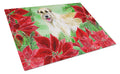 Irish Wolfhound Poinsettas Cutting Board Tempered Glass Kitchen Cutting Surface, Heat Resistant Chopping, Non-Slip Feet, Food Prep & Serving
