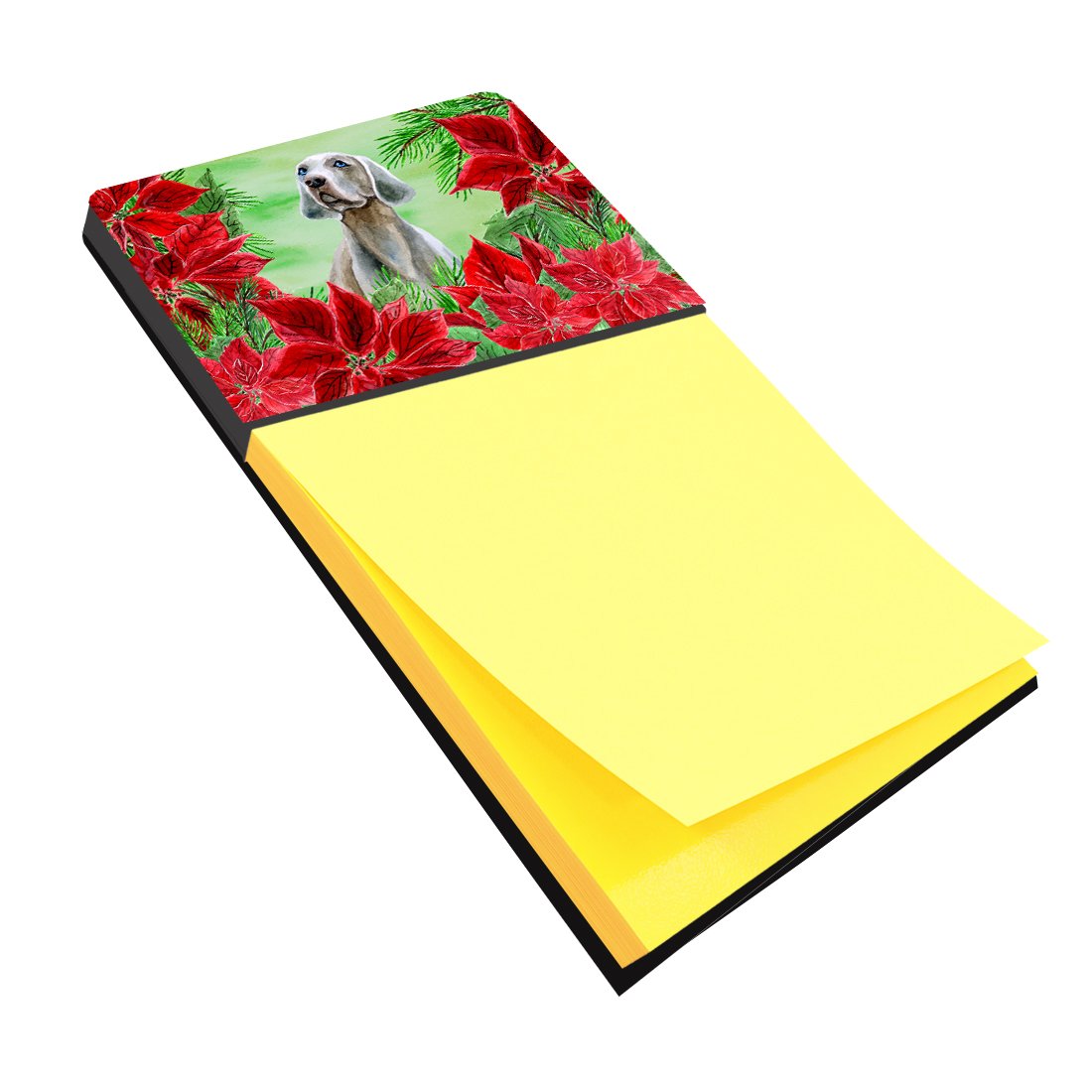 Weimaraner Poinsettas Watercolor Sticky Note Holder Refillable Dispenser Desk Accessory 3x3 Pad Gift