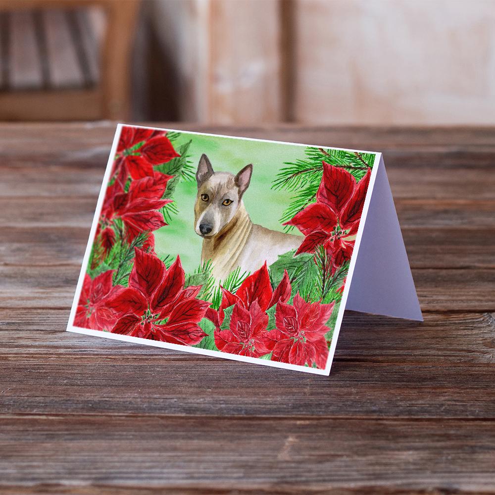 Thai Ridgeback Poinsettas Greeting Cards Pack of 8 Blank Cards with Envelopes Whimsical A7 Size 5x7