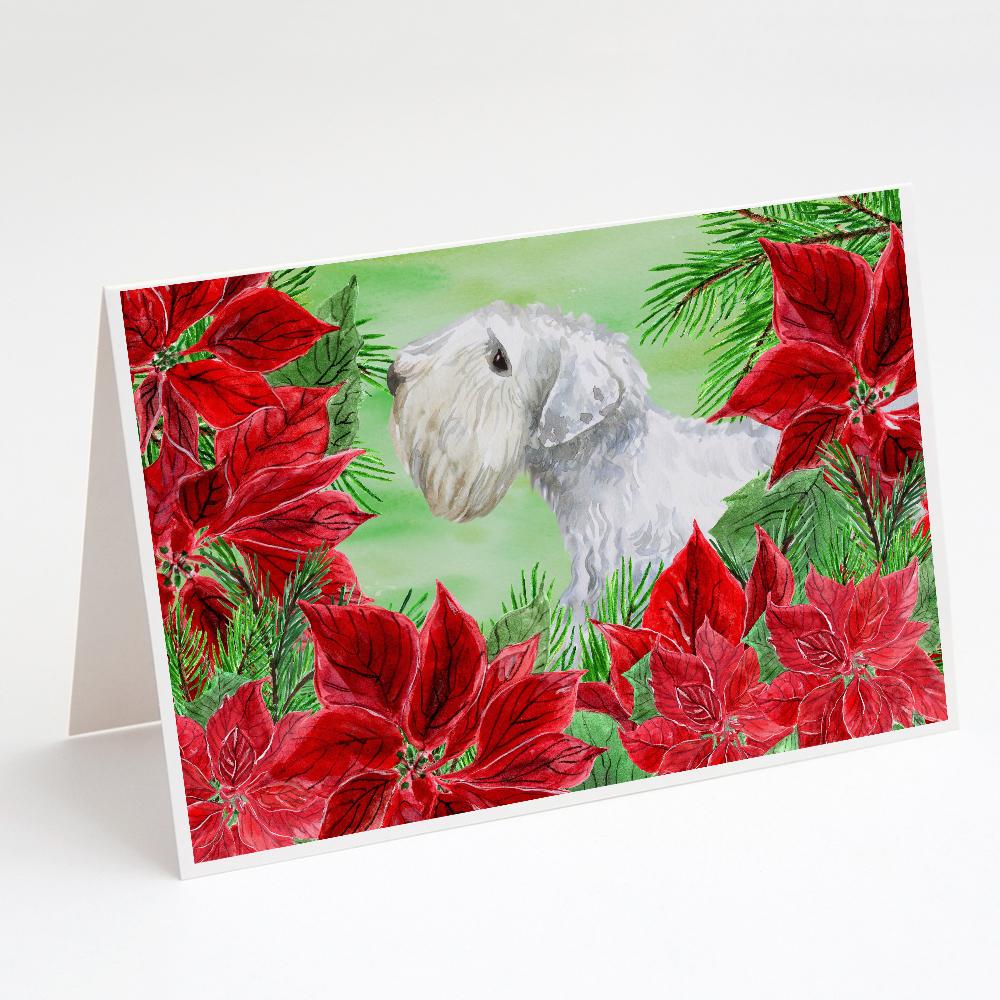 Sealyham Terrier Poinsettas Greeting Cards Pack of 8 Blank Cards with Envelopes Whimsical A7 Size 5x7