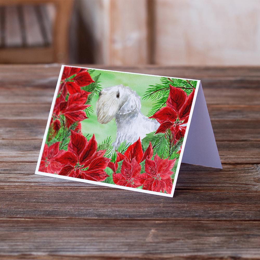 Sealyham Terrier Poinsettas Greeting Cards Pack of 8 Blank Cards with Envelopes Whimsical A7 Size 5x7