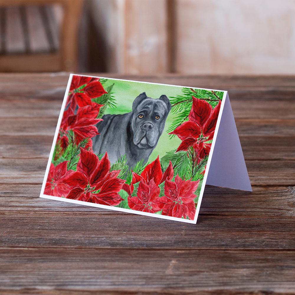 Cane Corso Poinsettas Greeting Cards Pack of 8 Blank Cards with Envelopes Whimsical A7 Size 5x7