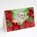 Chihuahua Leg up Poinsettas Greeting Cards Pack of 8 Blank Cards with Envelopes Whimsical A7 Size 5x7