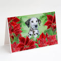 Dalmatian Puppy Poinsettas Greeting Cards Pack of 8 Blank Cards with Envelopes Whimsical A7 Size 5x7